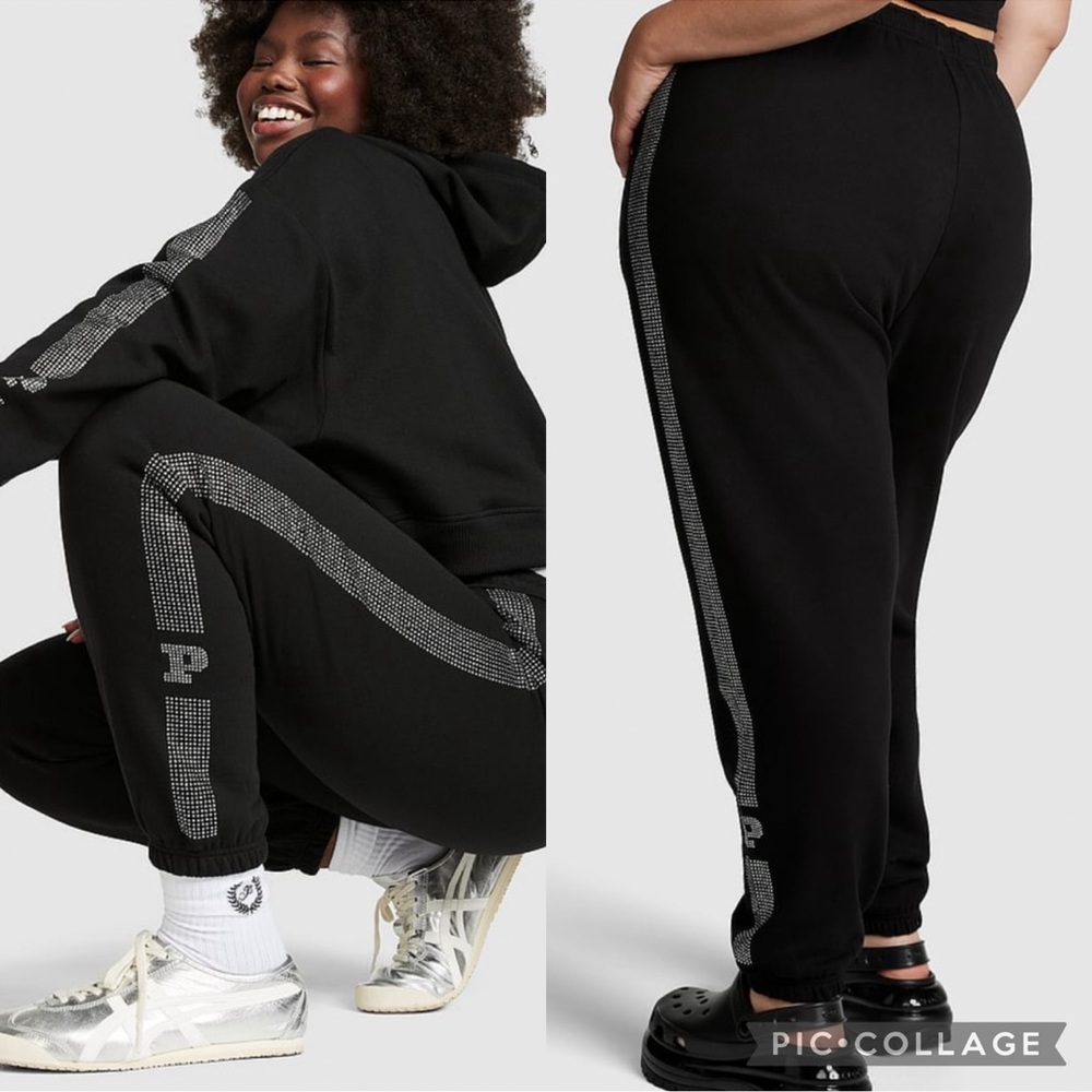 PINK Black Women's Pants with Silver Accents